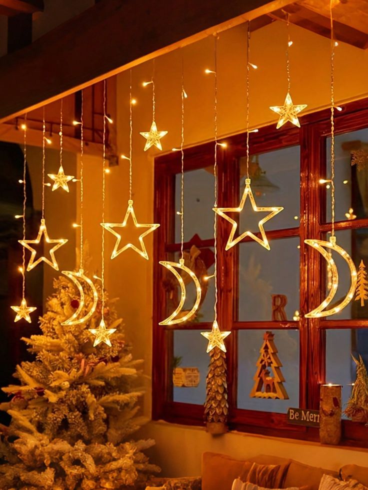Moon and Star Fairy Lights, Party Lights, Christmas Lights, Curtain Lights, Bedroom Decor, Home Decor, Bedroom Accessories, Lights for rooms