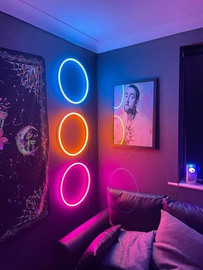 Multi Color Circle Neon Wall Decoration