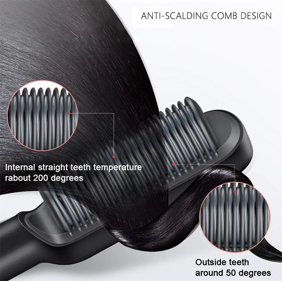 Hair straightener brush