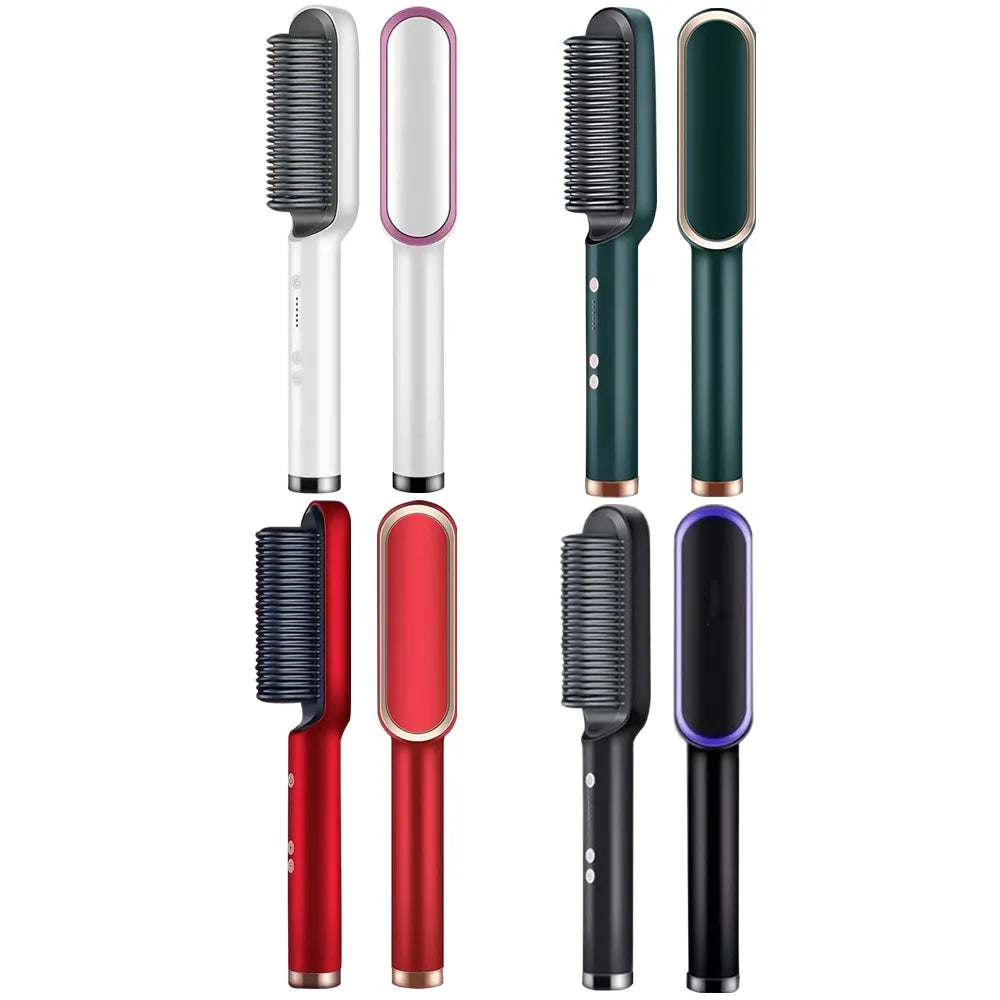 Hair straightener brush