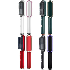 Hair straightener brush